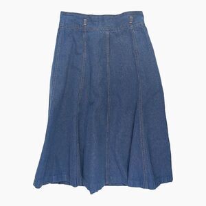 Vintage 70s High Waisted Denim A-Line Skirt Size 13 Flared Boho Festival